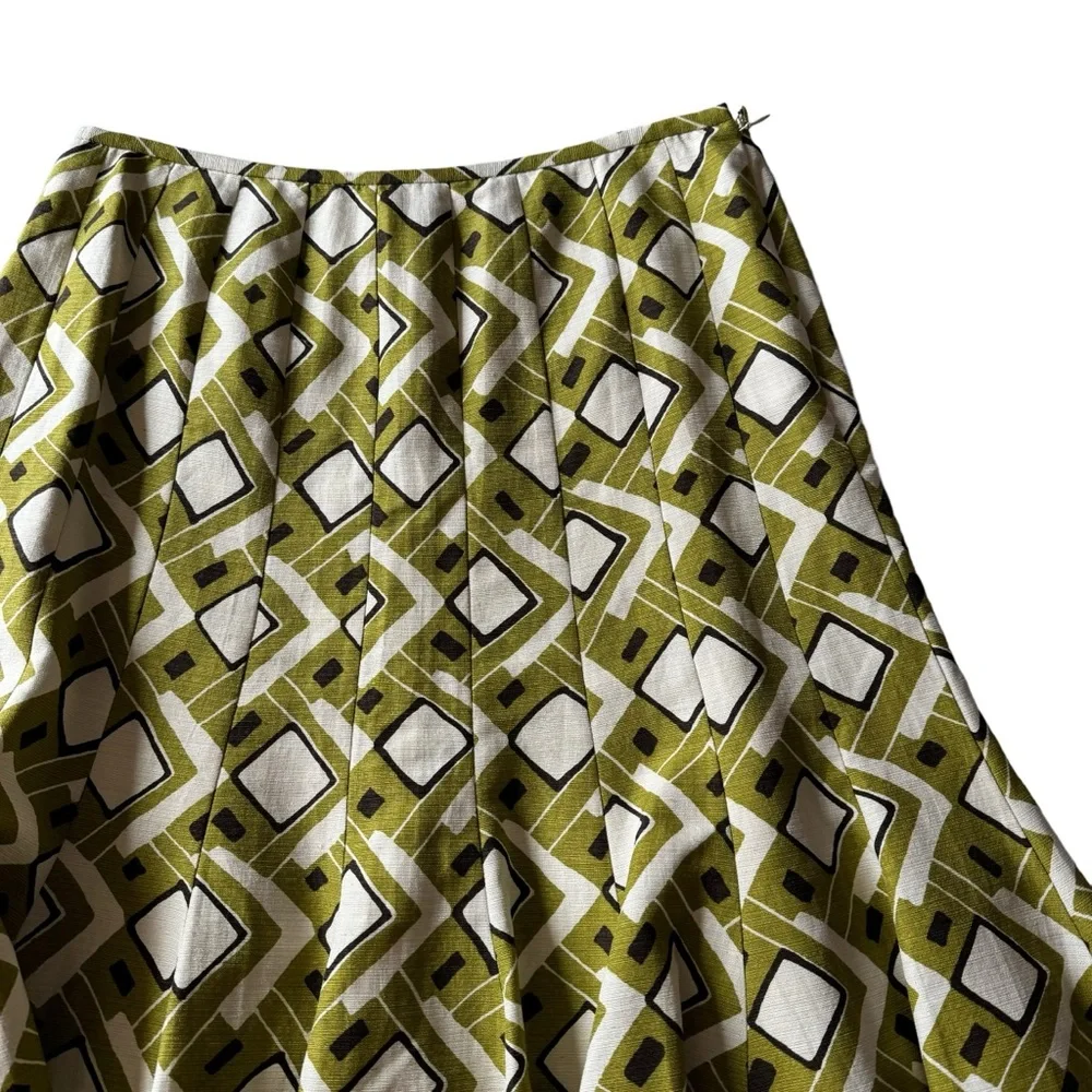 NWT Lafayette 148 Multicolor Geometric Print Silk Cotton Blend A Line Skirt - Picture 2 of 15